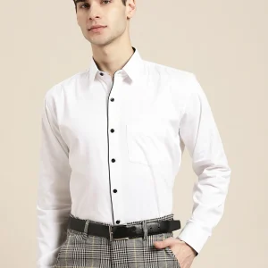 Men White Solids Pure Cotton Slim Fit Formal Shirt